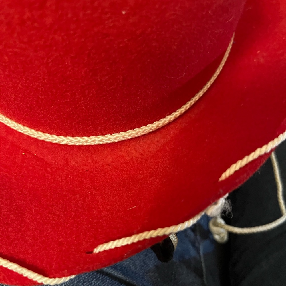 Rodeo King Red Felt Hat with Cream Rope Detail